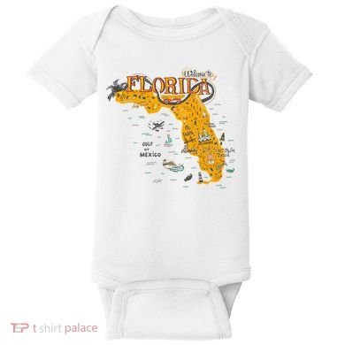 Welcome To Florida Cool Tourist Map Baby Bodysuit