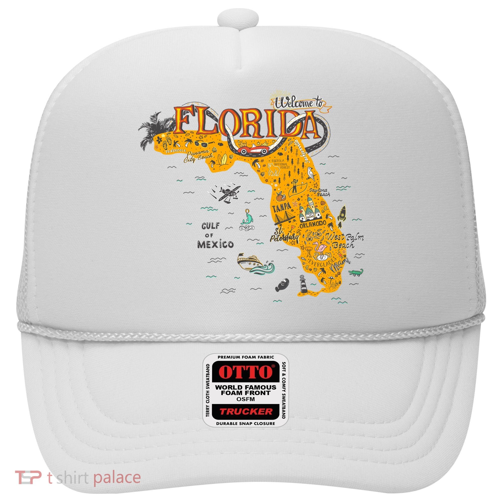 Welcome To Florida Cool Tourist Map Hat