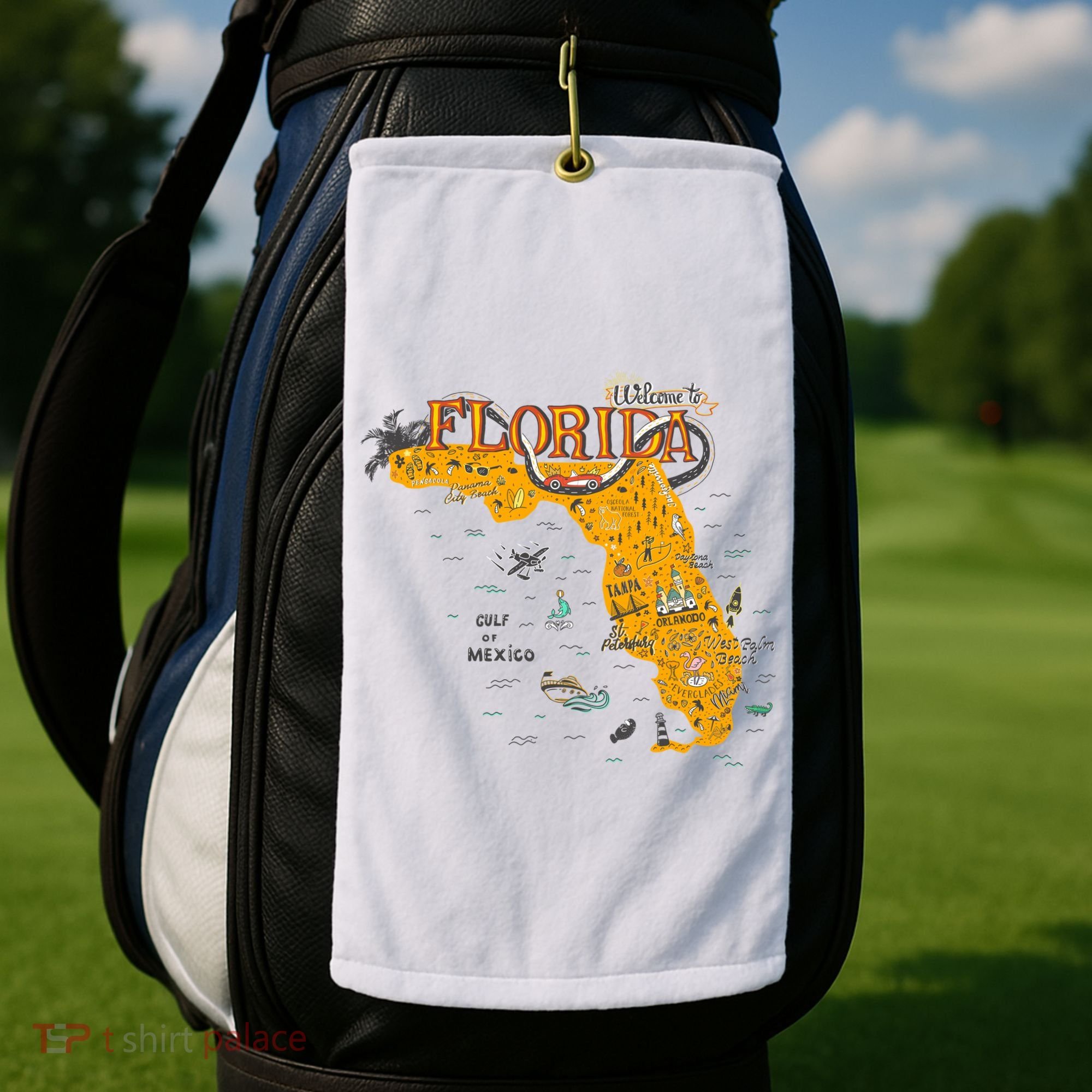 Welcome To Florida Cool Tourist Map Golf Towel