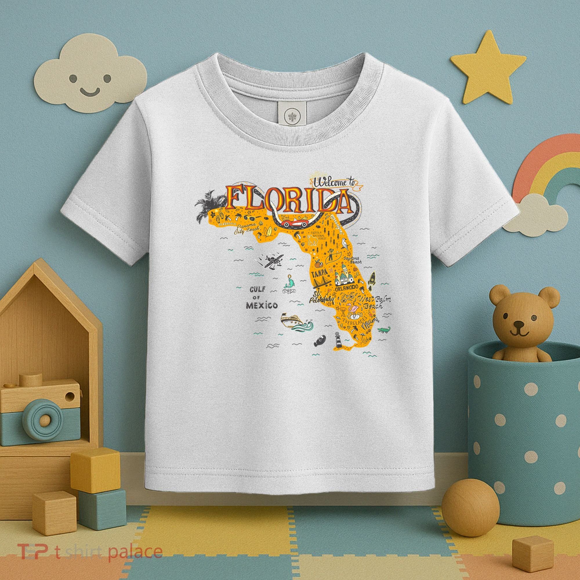 Welcome To Florida Cool Tourist Map Toddler T-Shirt