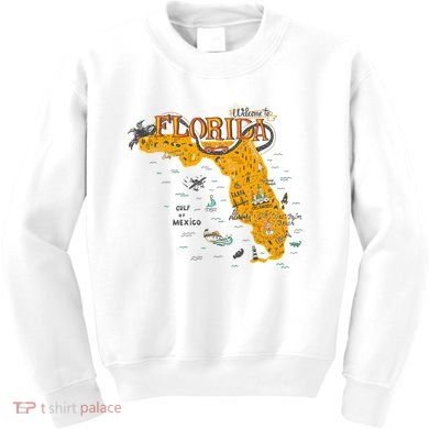 Welcome To Florida Cool Tourist Map Kids Sweatshirt