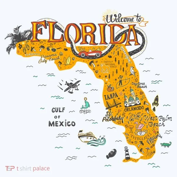 Welcome To Florida Cool Tourist Map Kids Sweatshirt