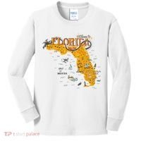 Welcome To Florida Cool Tourist Map Kids Long Sleeve Shirt thumb 0