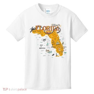Welcome To Florida Cool Tourist Map Kids T-Shirt