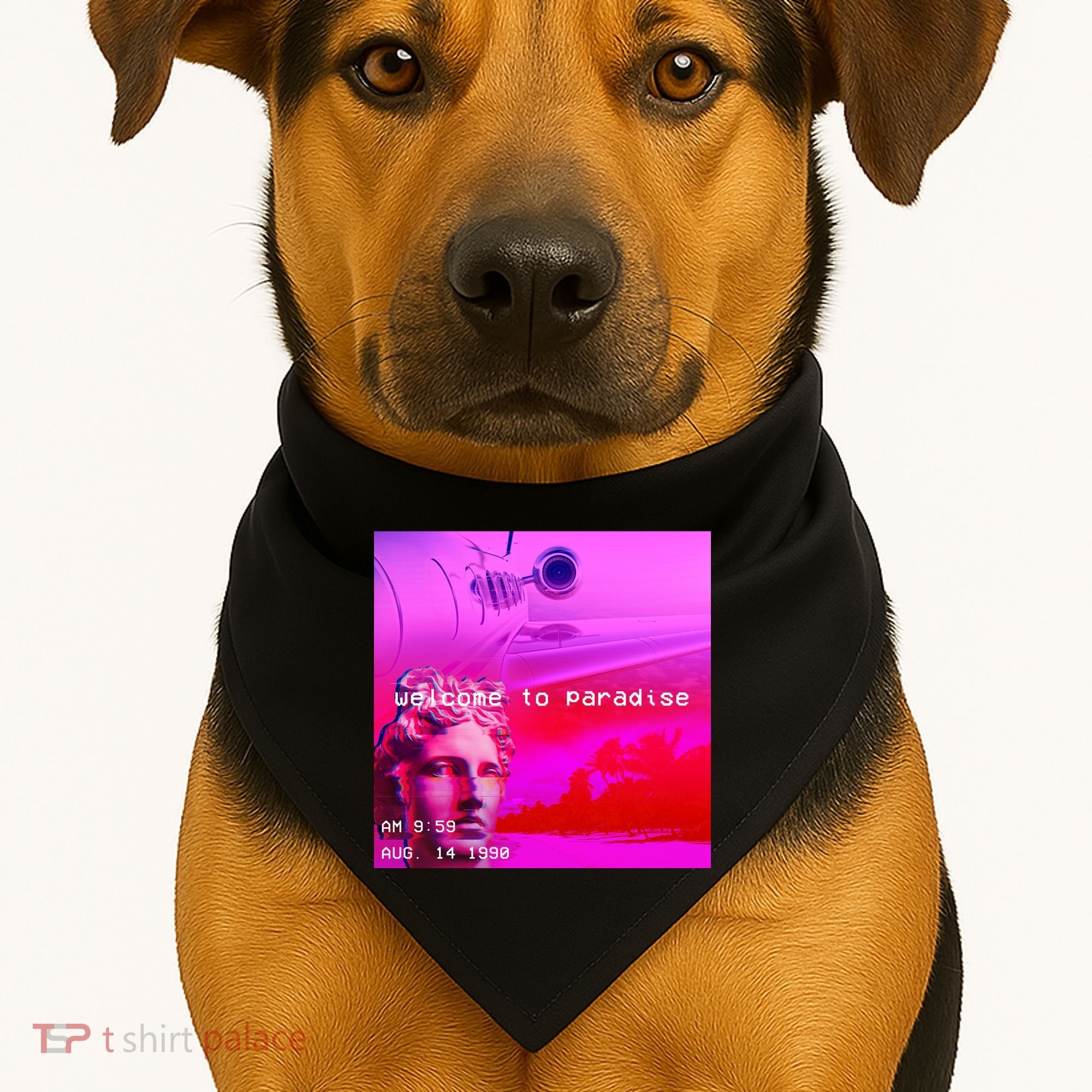 Welcome To Paradise Vaporwave USA-Made Doggie Bandana