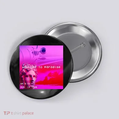 Welcome To Paradise Vaporwave Button
