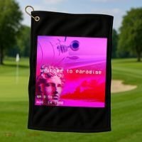 Welcome To Paradise Vaporwave Golf Towel thumb 1