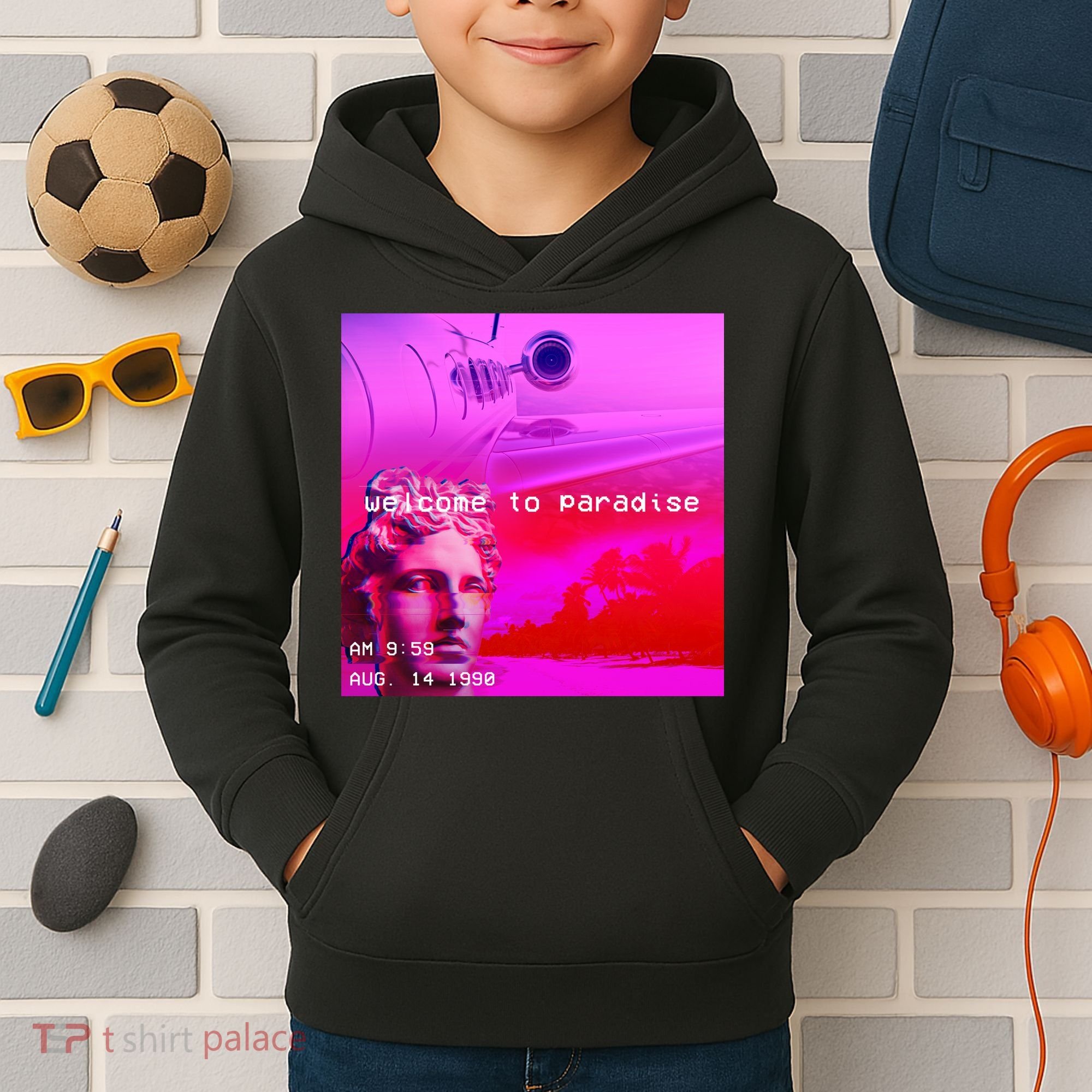 Welcome To Paradise Vaporwave Kids Hoodie