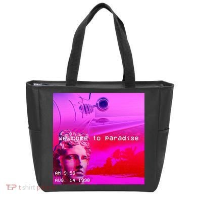Welcome To Paradise Vaporwave Tote Bag