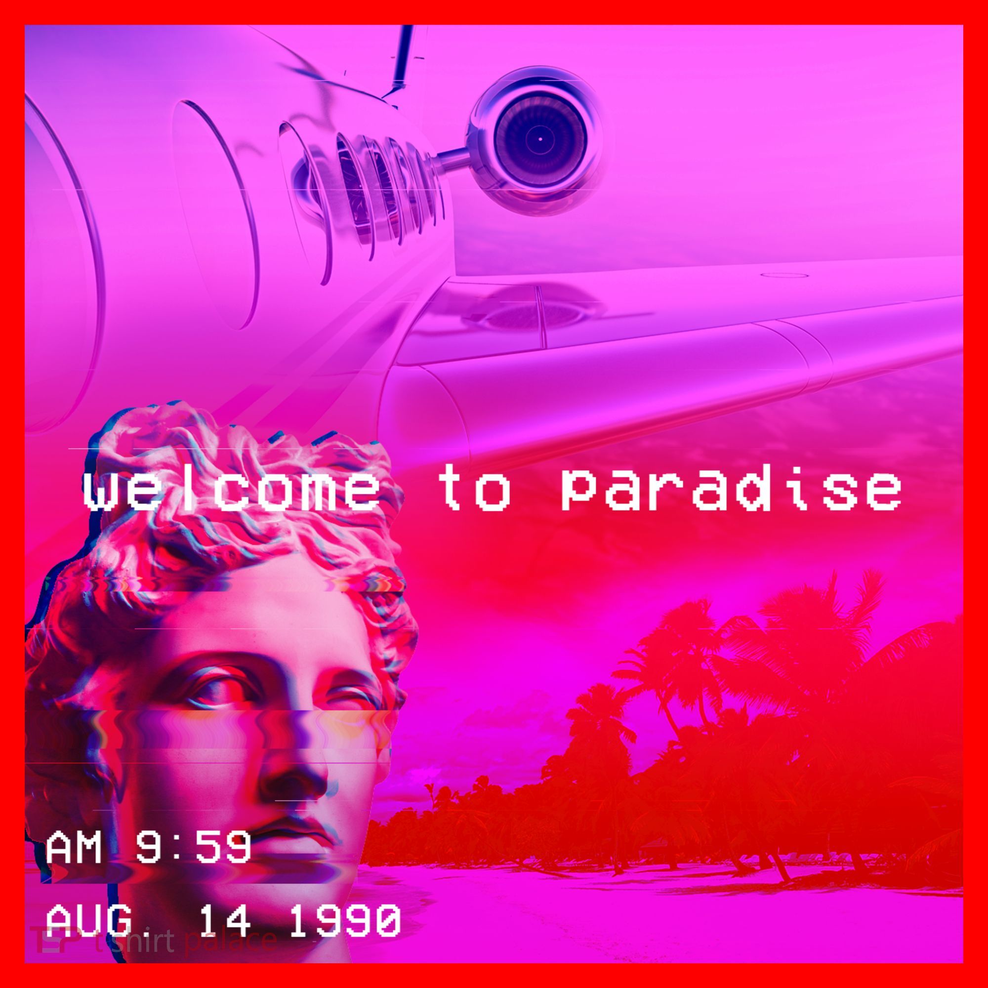 Welcome To Paradise Vaporwave Santa Hat