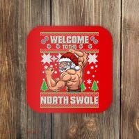 Welcome to the North Swole Santa Ugly Christmas Coaster thumb 0
