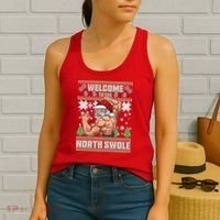Welcome to the North Swole Santa Ugly Christmas Women's Tank Top thumb 2