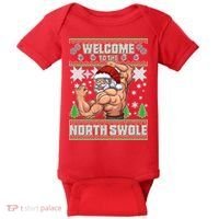 Welcome to the North Swole Santa Ugly Christmas Baby Bodysuit thumb 0