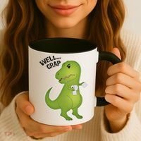 Well Crap Funny T-Rex Can't Wipe Coffee Mug thumb 3