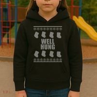 Well Hung Funny Ugly Christmas  Kids Hoodie thumb 3