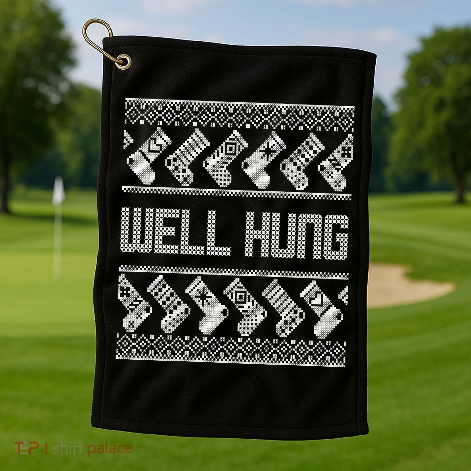 Well Hung Ugly Christmas Golf Towel