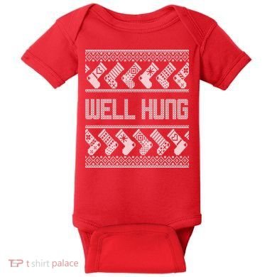 Well Hung Ugly Christmas Baby Bodysuit
