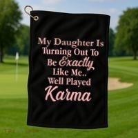 Well Played Karma Funny Daughter Golf Towel thumb 1