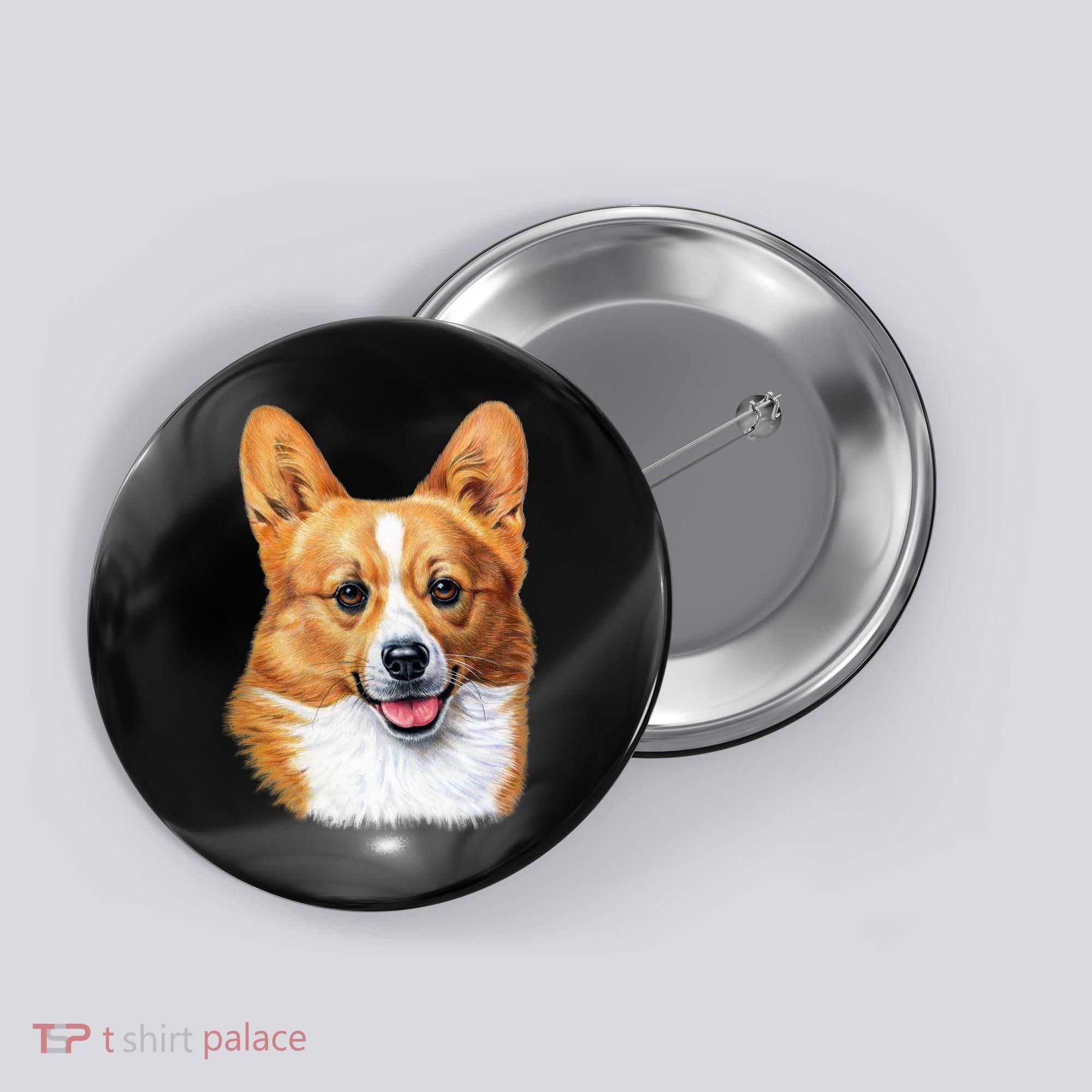 Welsh Corgi Dog Portrait Button