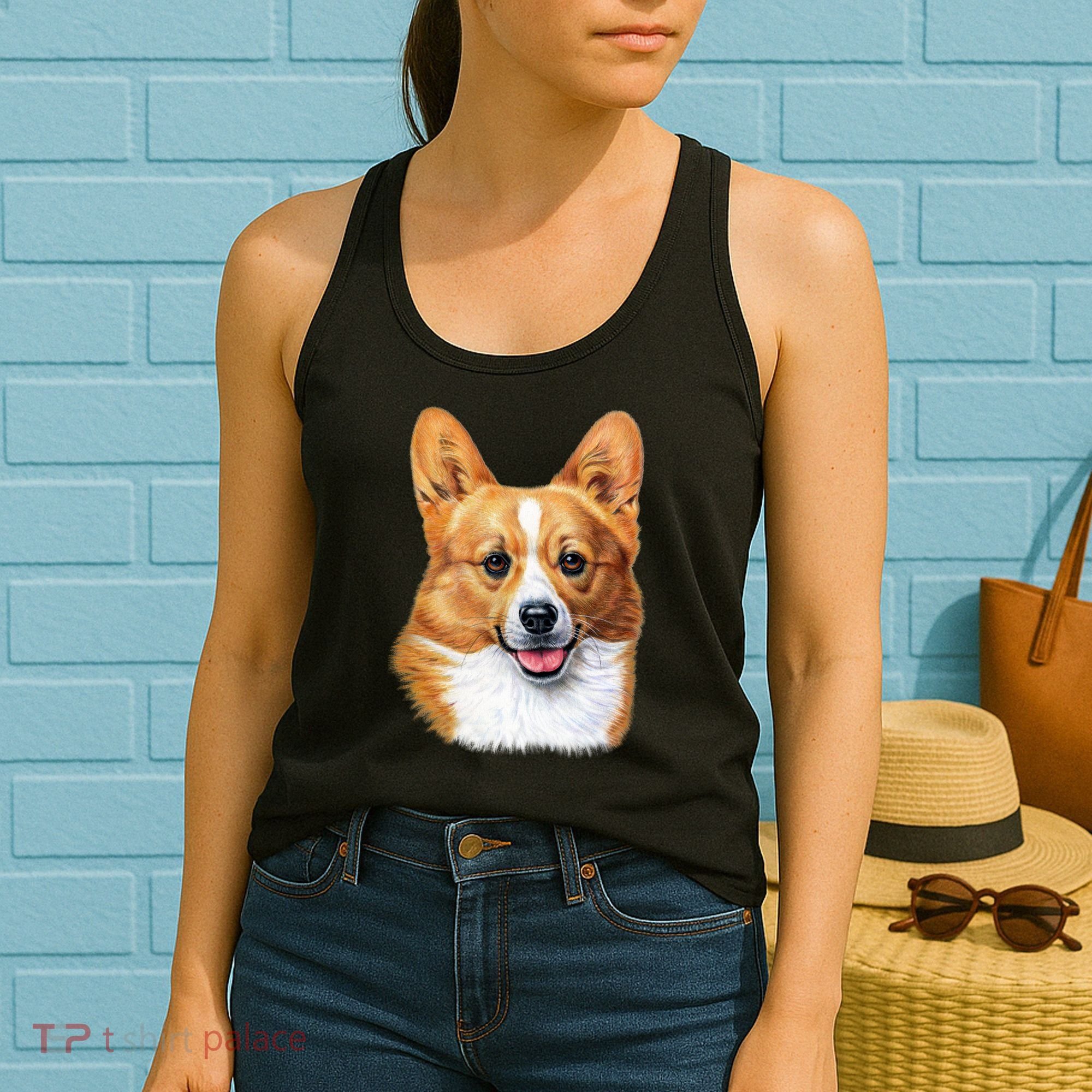 Welsh Corgi Dog Portrait Women's Tank Top