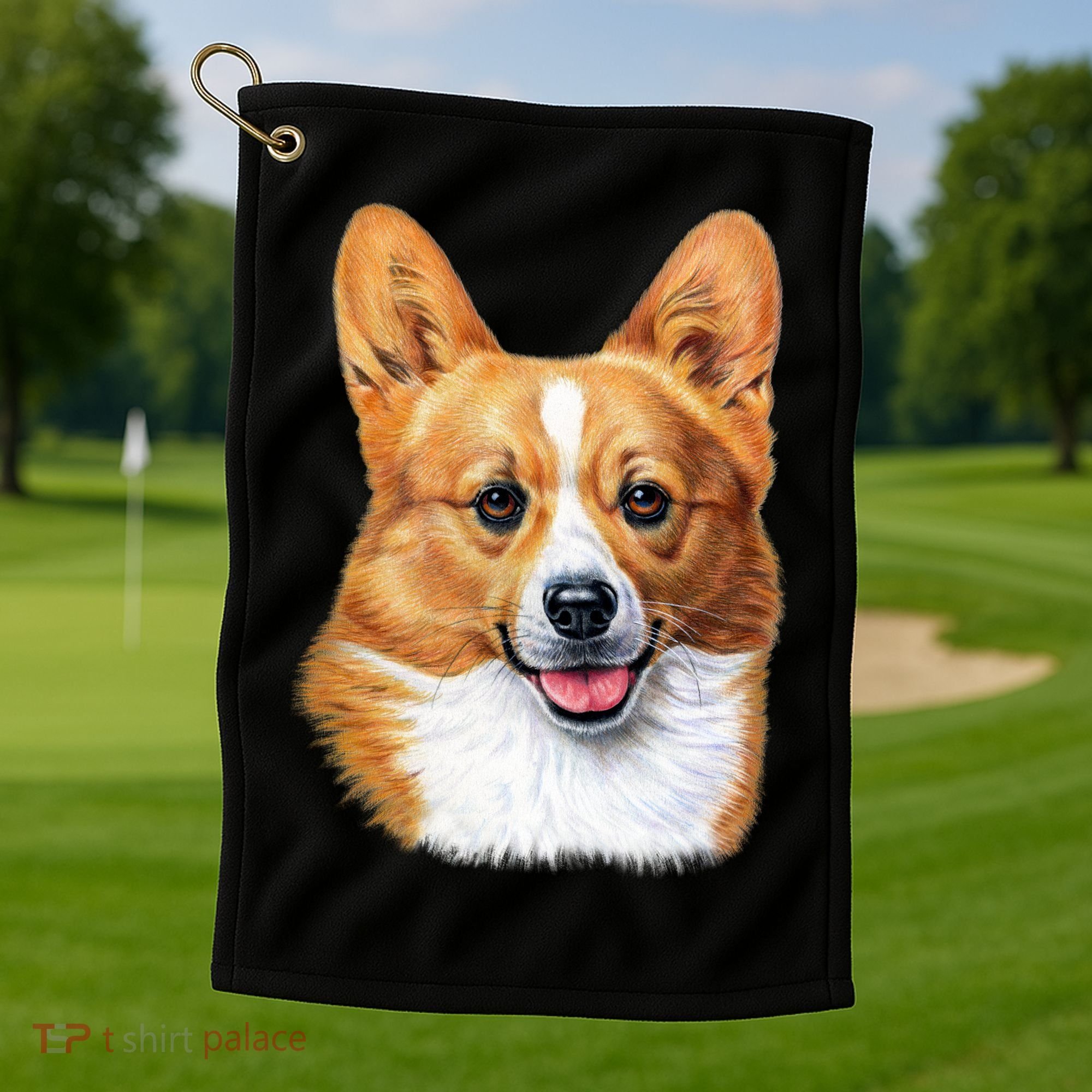 Welsh Corgi Dog Portrait Golf Towel
