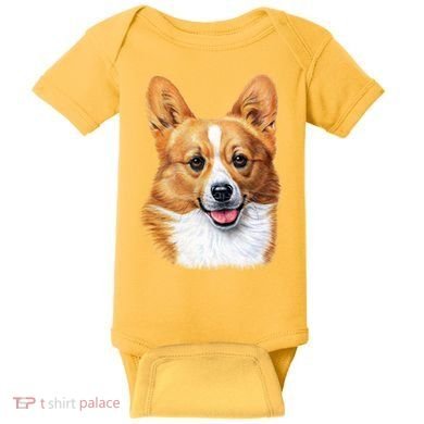 Welsh Corgi Dog Portrait Baby Bodysuit