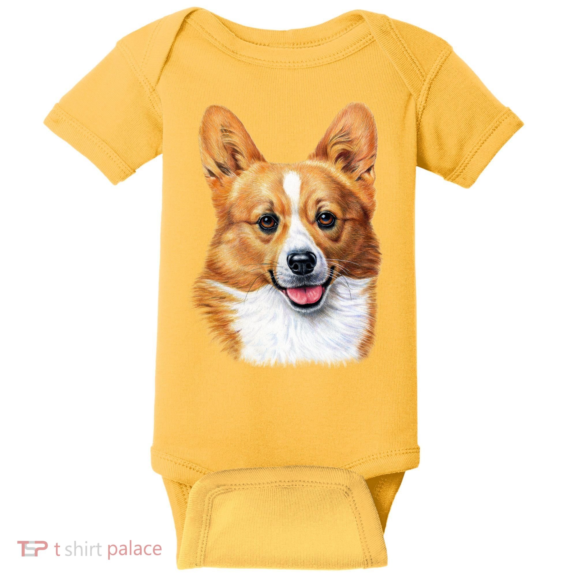 Welsh Corgi Dog Portrait Baby Bodysuit