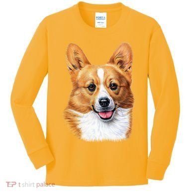 Welsh Corgi Dog Portrait Kids Long Sleeve Shirt