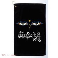 Wisdom Eyes Om Mani Padme Hum Buddha Buddhist Dalai Lama Golf Towel thumb 0