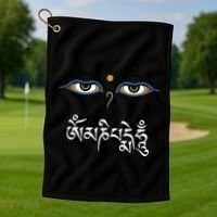 Wisdom Eyes Om Mani Padme Hum Buddha Buddhist Dalai Lama Golf Towel thumb 1