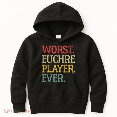 Worst Euchre Player Ever Funny Vintage Euchre Board Game Kids Hoodie