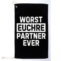 Worst Euchre Partner Ever Funny Golf Towel thumb 0