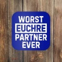 Worst Euchre Partner Ever Funny Coaster thumb 0