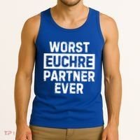 Worst Euchre Partner Ever Funny Tank Top thumb 3