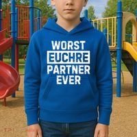 Worst Euchre Partner Ever Funny Kids Hoodie thumb 2