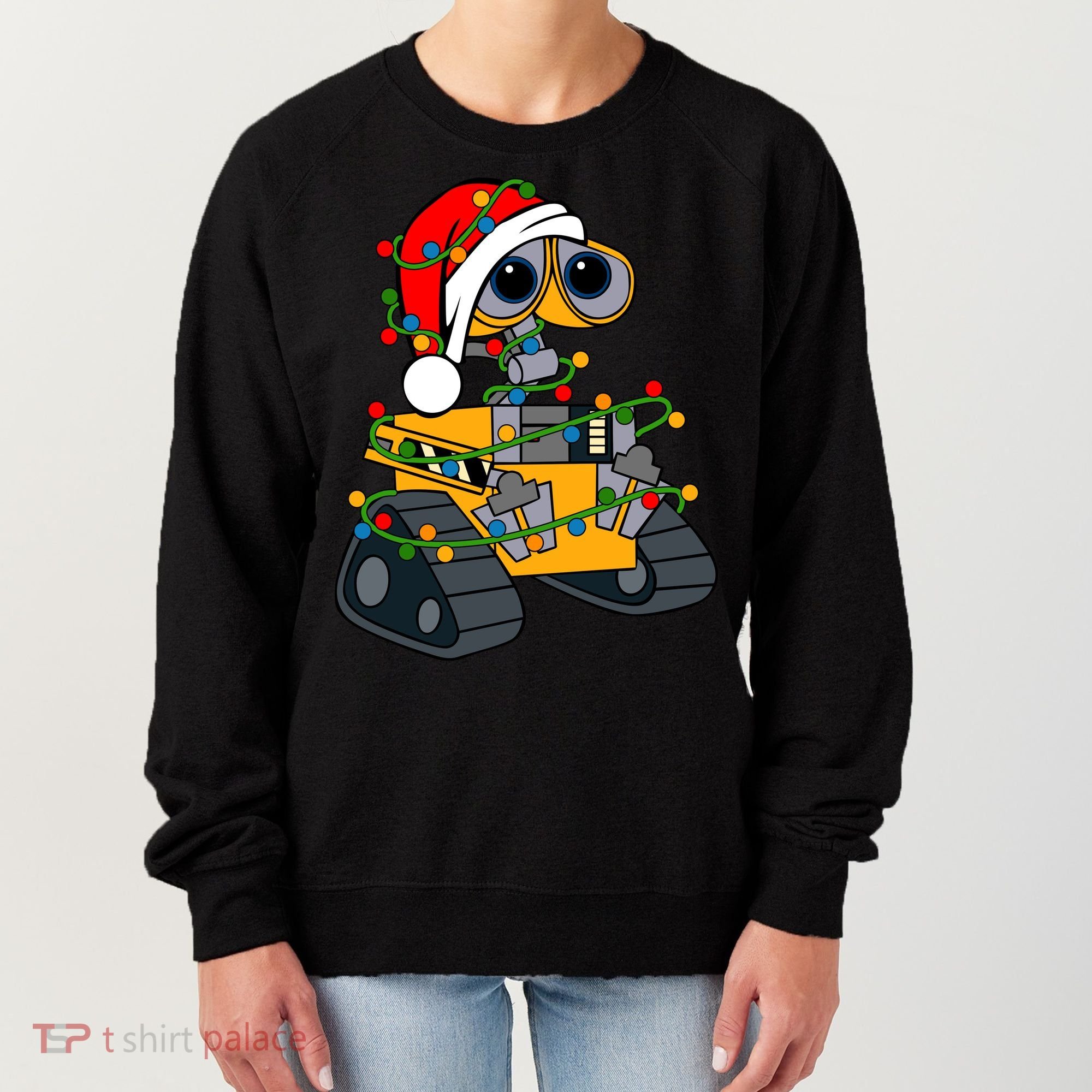 Wall E Robot Christmas Lights Wall E Very Merry Xmas Party Women's Sweatshirt