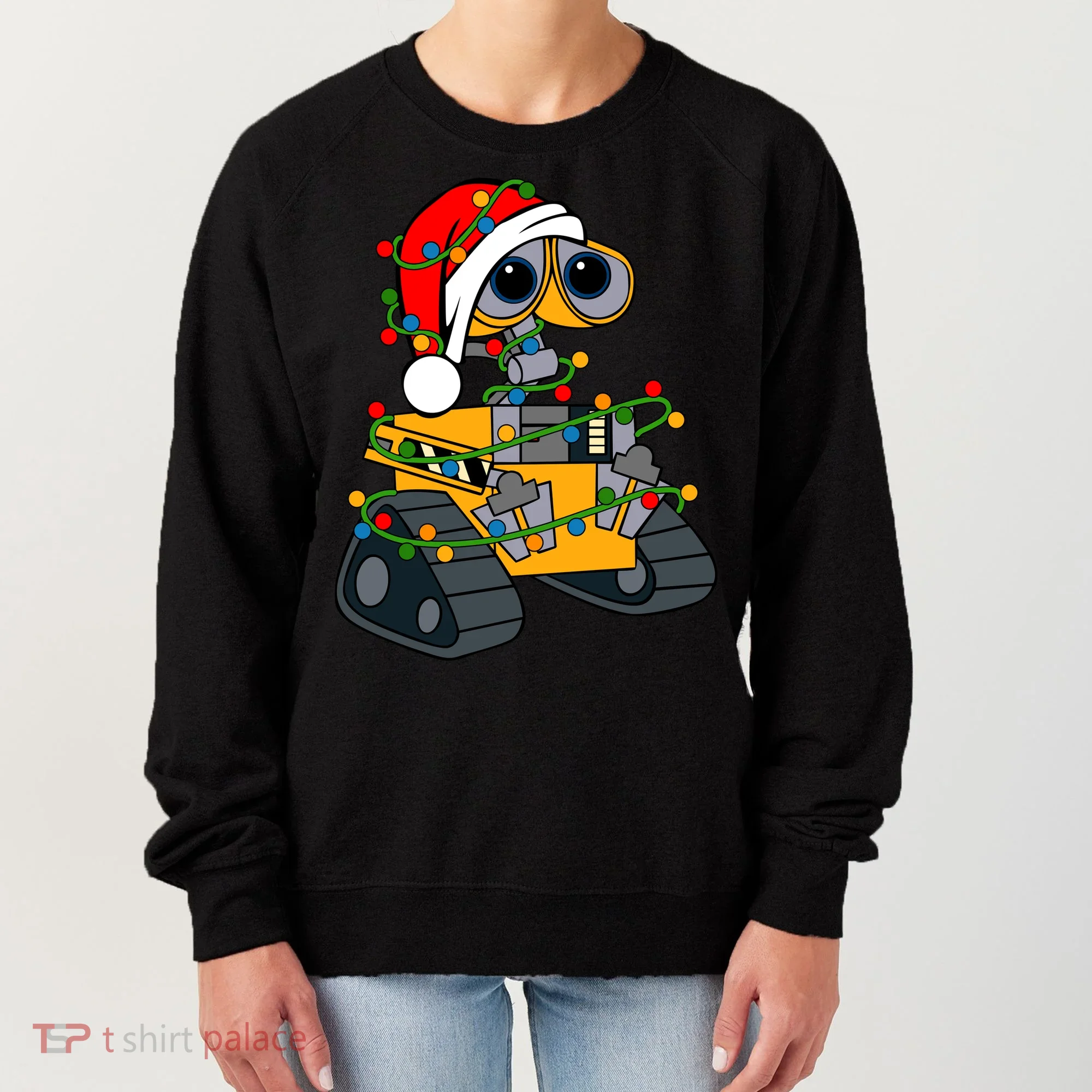 Wall E Robot Christmas Lights Wall E Very Merry Xmas Party Women's Sweatshirt