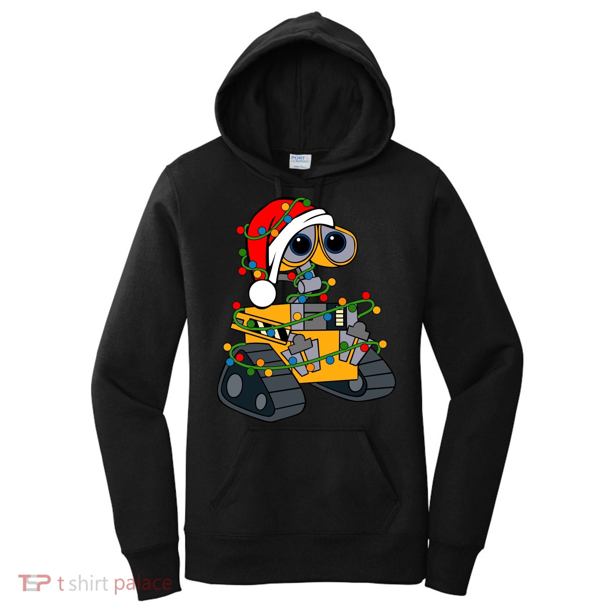 Wall E Robot Christmas Lights Wall E Very Merry Xmas Party Women's Hoodie