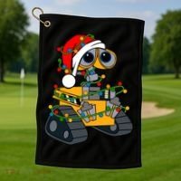Wall E Robot Christmas Lights Wall E Very Merry Xmas Party Golf Towel thumb 1