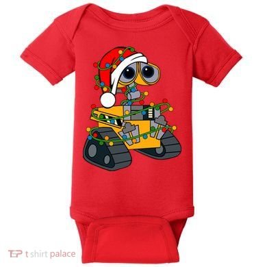 Wall E Robot Christmas Lights Wall E Very Merry Xmas Party Baby Bodysuit