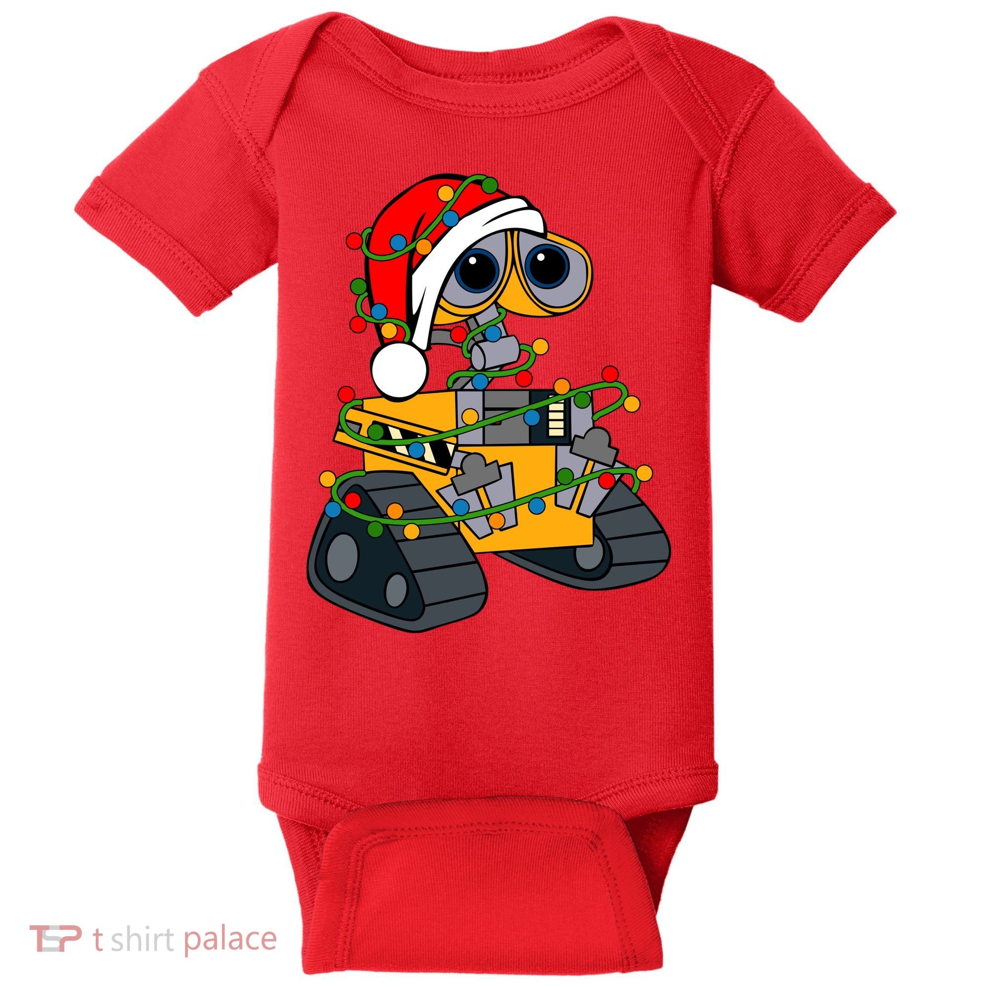Wall E Robot Christmas Lights Wall E Very Merry Xmas Party Baby Bodysuit