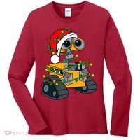 Wall E Robot Christmas Lights Wall E Very Merry Xmas Party Women's Long Sleeve Shirt thumb 0