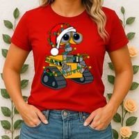 Wall E Robot Christmas Lights Wall E Very Merry Xmas Party Women's T-Shirt thumb 2