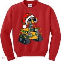 Wall E Robot Christmas Lights Wall E Very Merry Xmas Party Kids Sweatshirt thumb 0