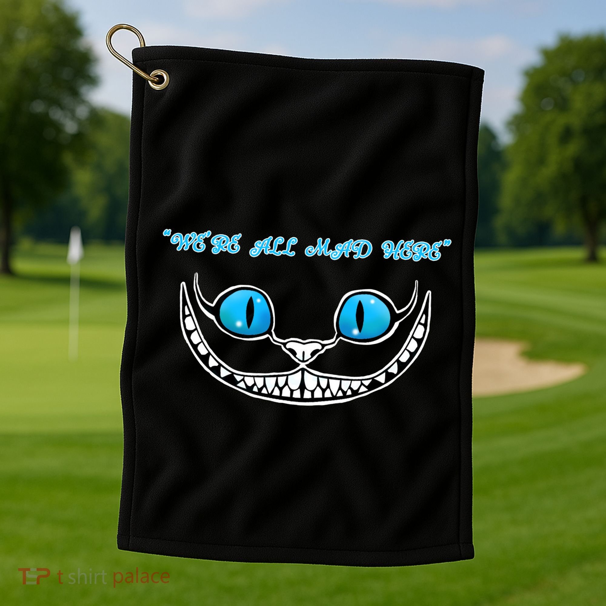 We're All Mad Here Crazy Face Golf Towel