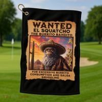 Wanted El Squatcho Wanted Poster Bigfoot And Sasquatch Gift Golf Towel thumb 1