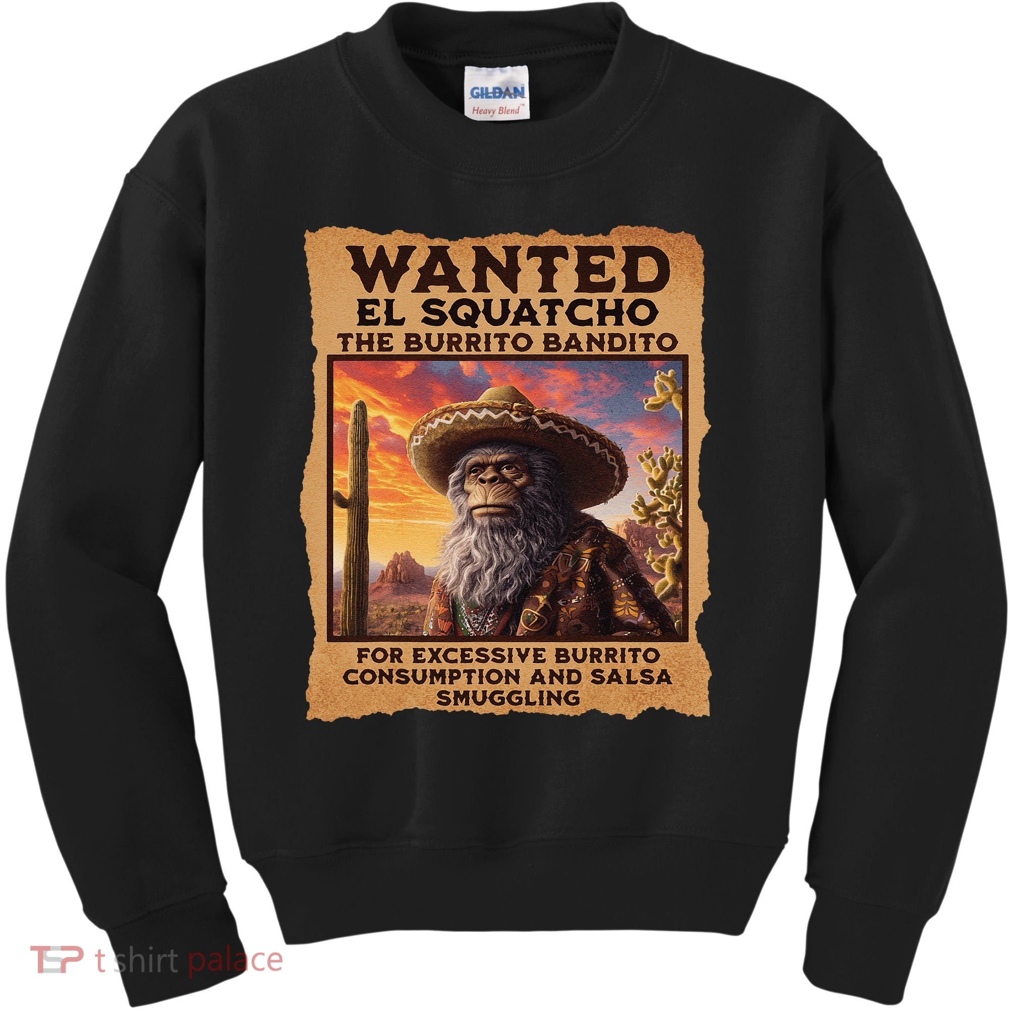 Wanted El Squatcho Wanted Poster Bigfoot And Sasquatch Gift Kids Sweatshirt