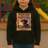 Wanted El Squatcho Wanted Poster Bigfoot And Sasquatch Gift Kids Hoodie thumb 3