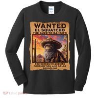 Wanted El Squatcho Wanted Poster Bigfoot And Sasquatch Gift Kids Long Sleeve Shirt thumb 0