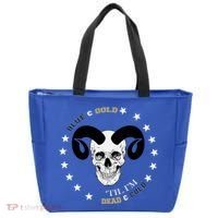 West Virginia Blue & Gold Till I'm Dead & Cold Tote Bag thumb 0